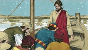 Jesus and Peter in boat